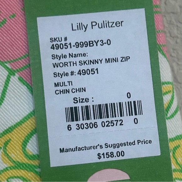 NWT Lilly Pulitzer Worth Skinny Mini Zip Pants 0 Multi Chin Chin Print - Picture 8 of 11